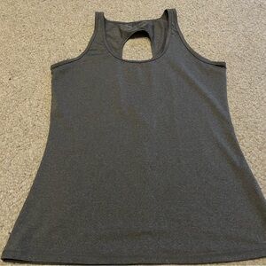 Fabletics Gray Tank Top, Open Back Women Size Large Athletic Exercise Workout
